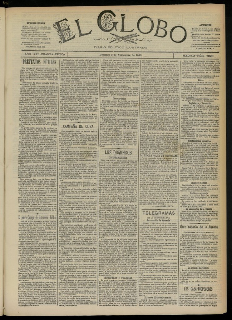 Miniatura de El Globo : diario ilustrado  del 3 de noviembre de 1895, nº 7293