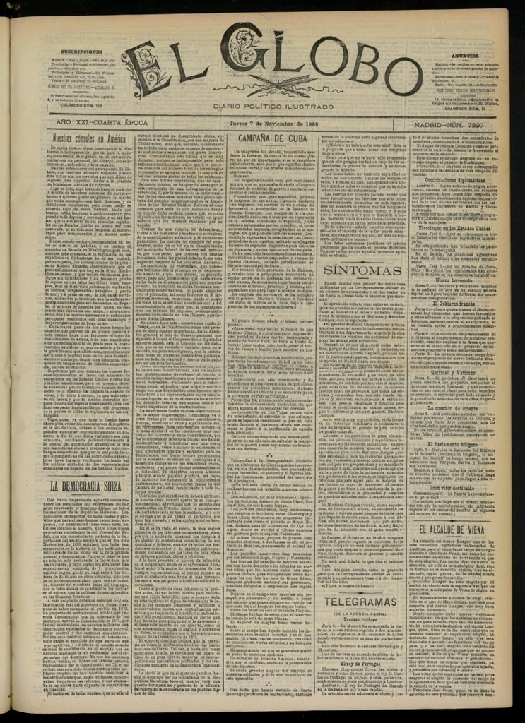 Miniatura de El Globo : diario ilustrado  del 7 de noviembre de 1895, nº 7297
