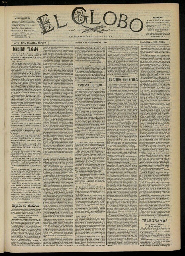 Miniatura de El Globo : diario ilustrado  del 8 de noviembre de 1895, nº 7298