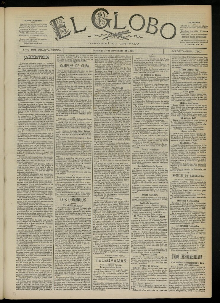 Miniatura de El Globo : diario ilustrado  del 17 de noviembre de 1895, nº 7307