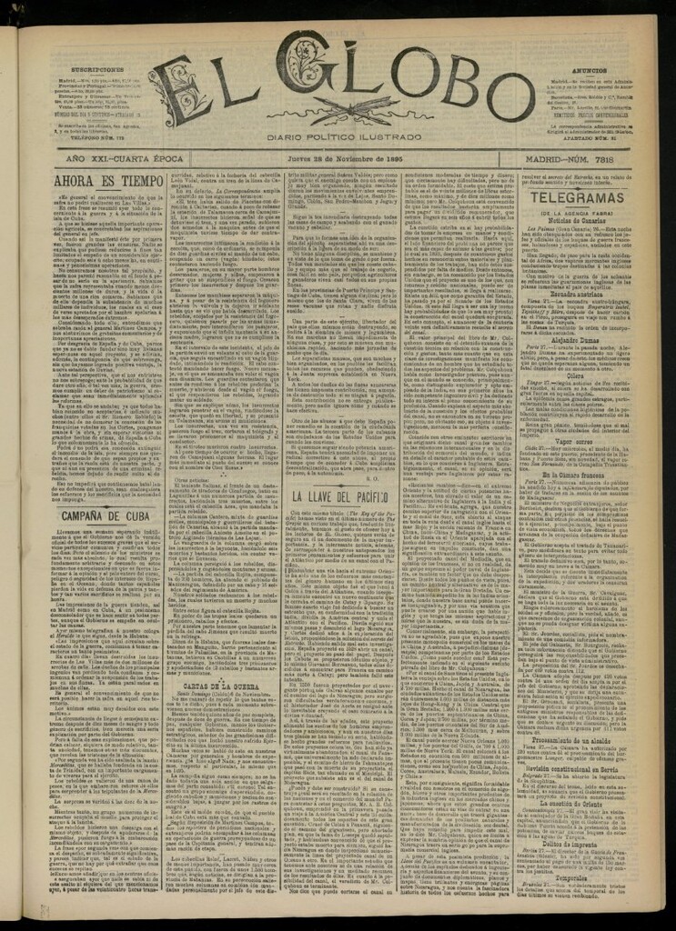 Miniatura de El Globo : diario ilustrado  del 28 de noviembre de 1895, nº 7318