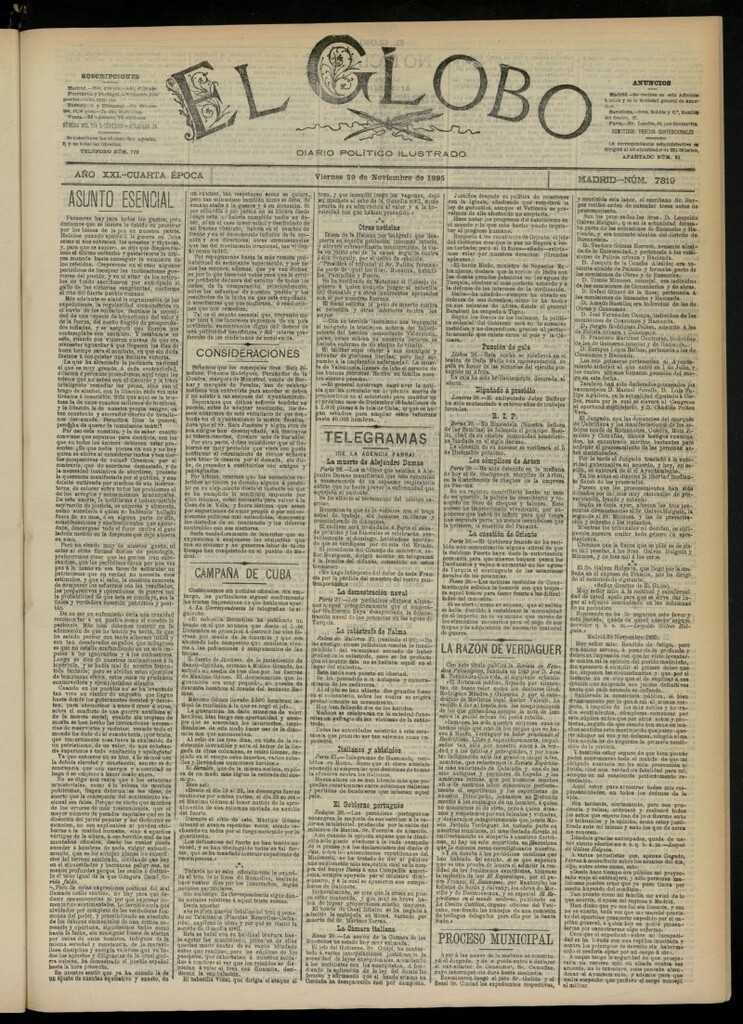Miniatura de El Globo : diario ilustrado  del 29 de noviembre de 1895, nº 7319