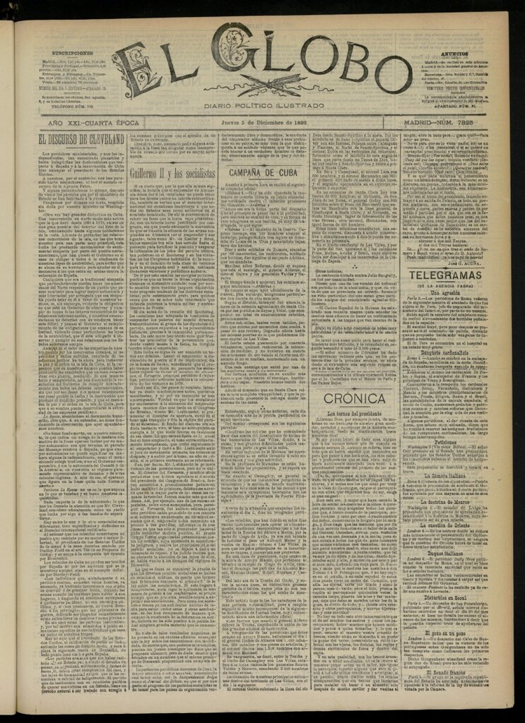 Miniatura de El Globo : diario ilustrado  del 5 de diciembre de 1895, nº 7325