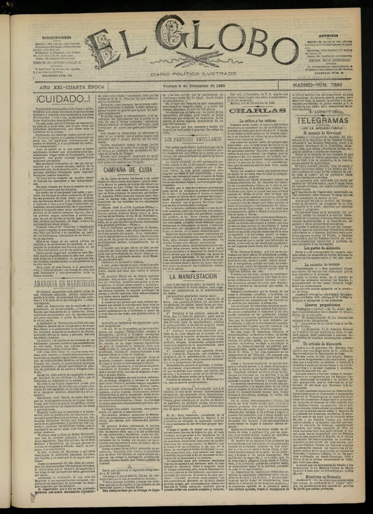 Miniatura de El Globo : diario ilustrado  del 6 de diciembre de 1895, nº 7326