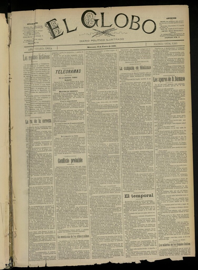 Miniatura de El Globo : diario ilustrado  del 2 de enero de 1895, nº 6990