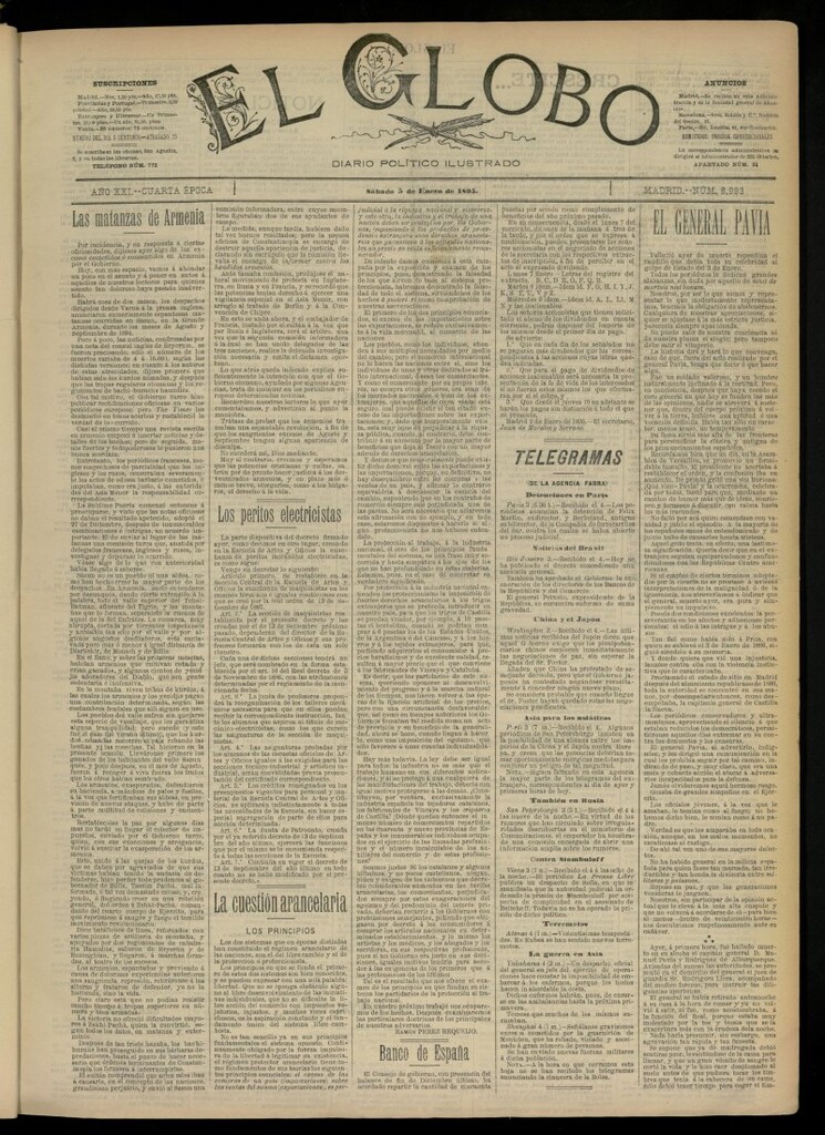 Miniatura de El Globo : diario ilustrado  del 5 de enero de 1895, nº 6993