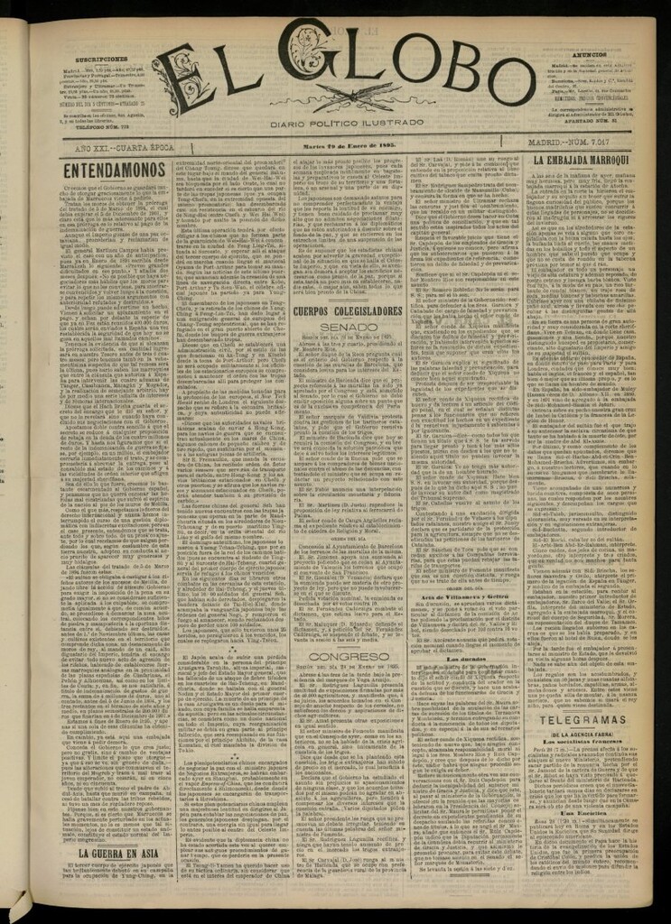 Miniatura de El Globo : diario ilustrado  del 29 de enero de 1895, nº 7017