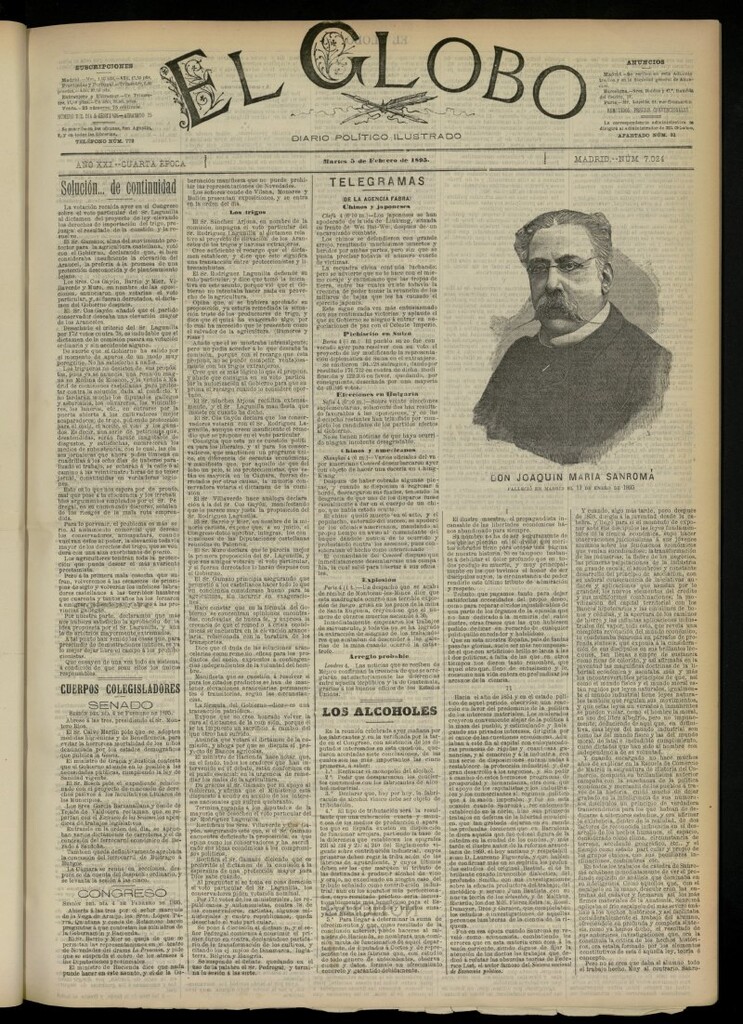 Miniatura de El Globo : diario ilustrado  del 5 de febrero de 1895, nº 7024