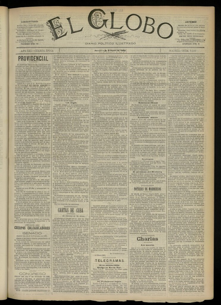 Miniatura de El Globo : diario ilustrado  del 7 de febrero de 1895, nº 7026