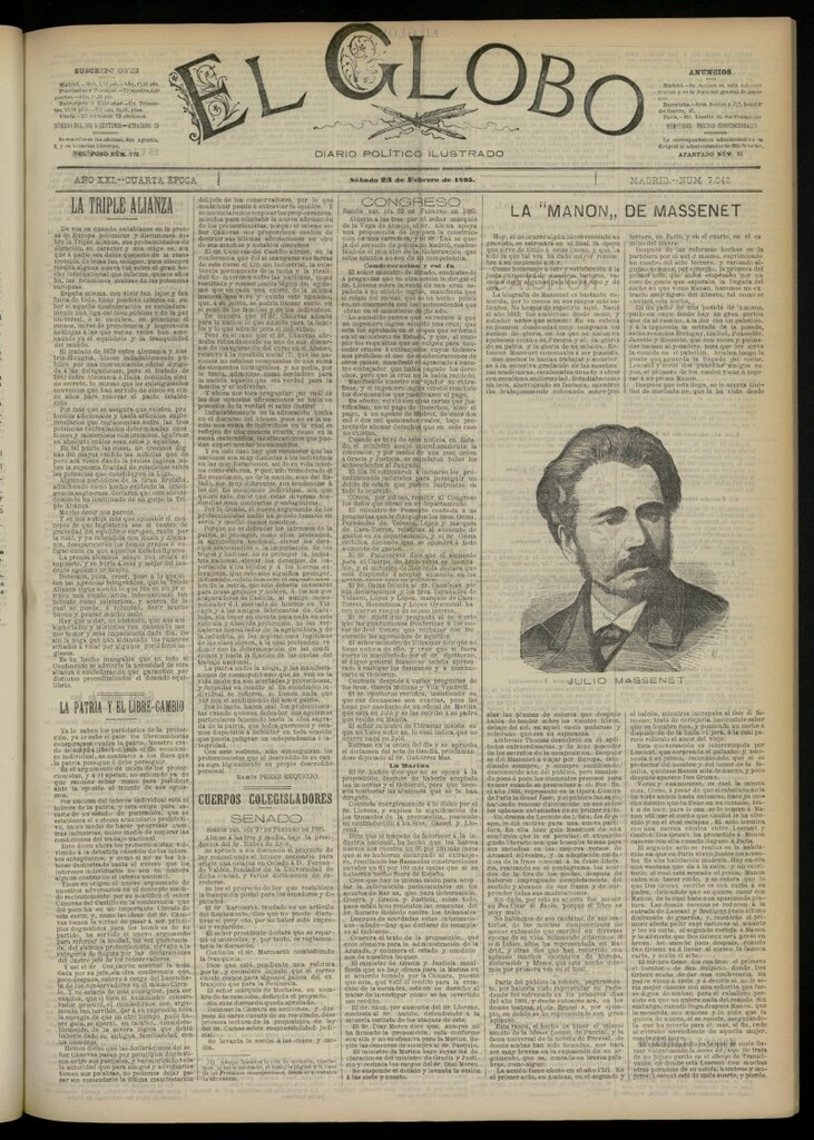 Miniatura de El Globo : diario ilustrado  del 23 de febrero de 1895, nº 7042
