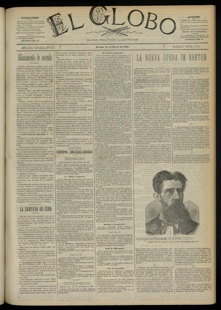 Miniatura de El Globo : diario ilustrado  del 16 de marzo de 1895, nº 7063
