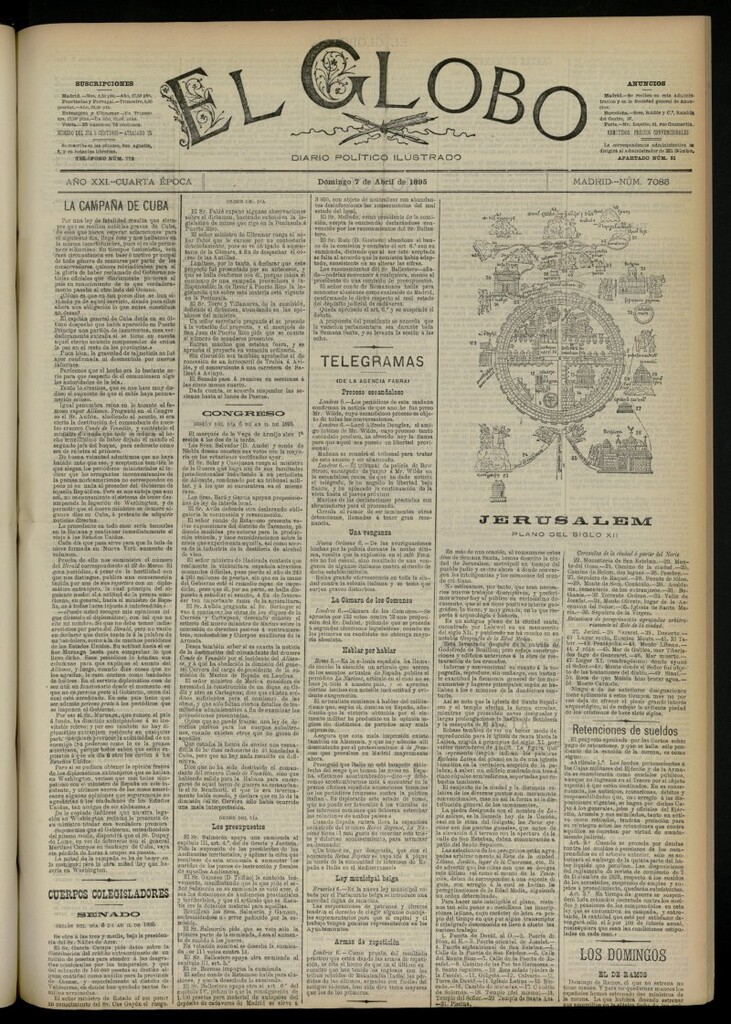 Miniatura de El Globo : diario ilustrado  del 7 de abril de 1895, nº 7085