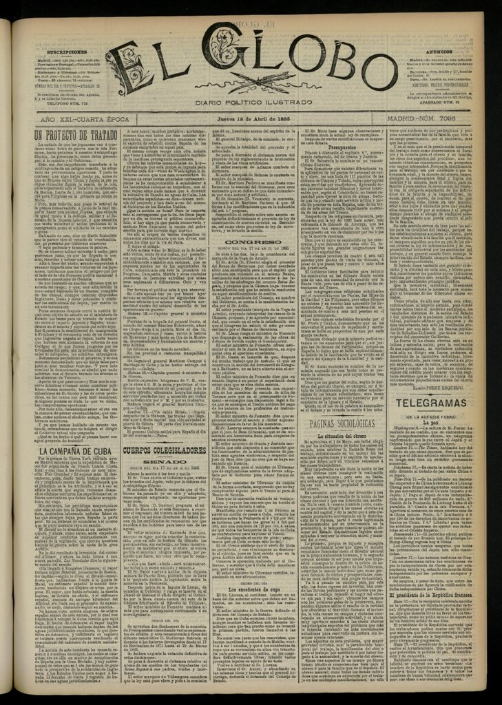Miniatura de El Globo : diario ilustrado  del 18 de abril de 1895, nº 7096
