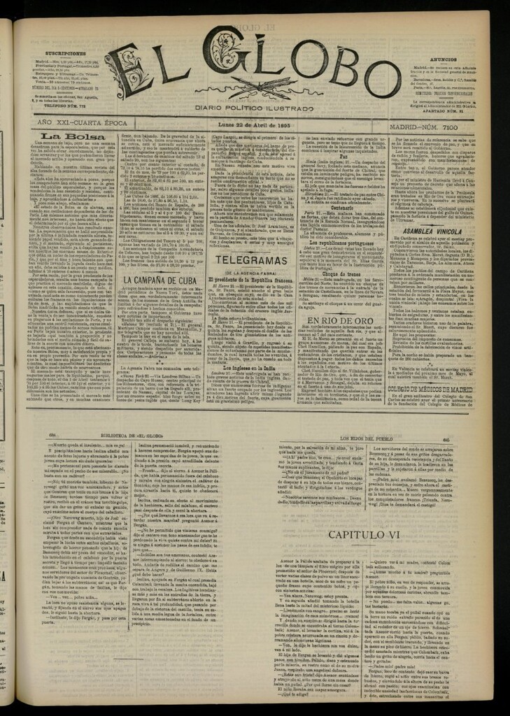 Miniatura de El Globo : diario ilustrado  del 22 de abril de 1895, nº 7100