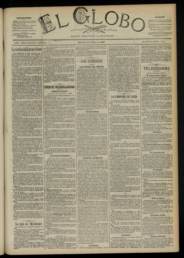 Miniatura de El Globo : diario ilustrado  del 5 de mayo de 1895, nº 7113