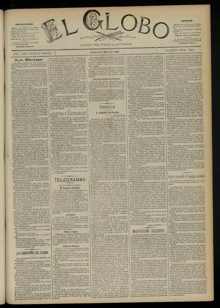 Miniatura de El Globo : diario ilustrado  del 6 de mayo de 1895, nº 7114
