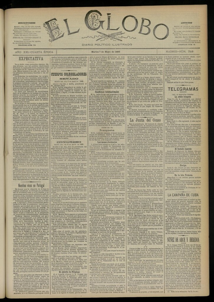 Miniatura de El Globo : diario ilustrado  del 7 de mayo de 1895, nº 7115