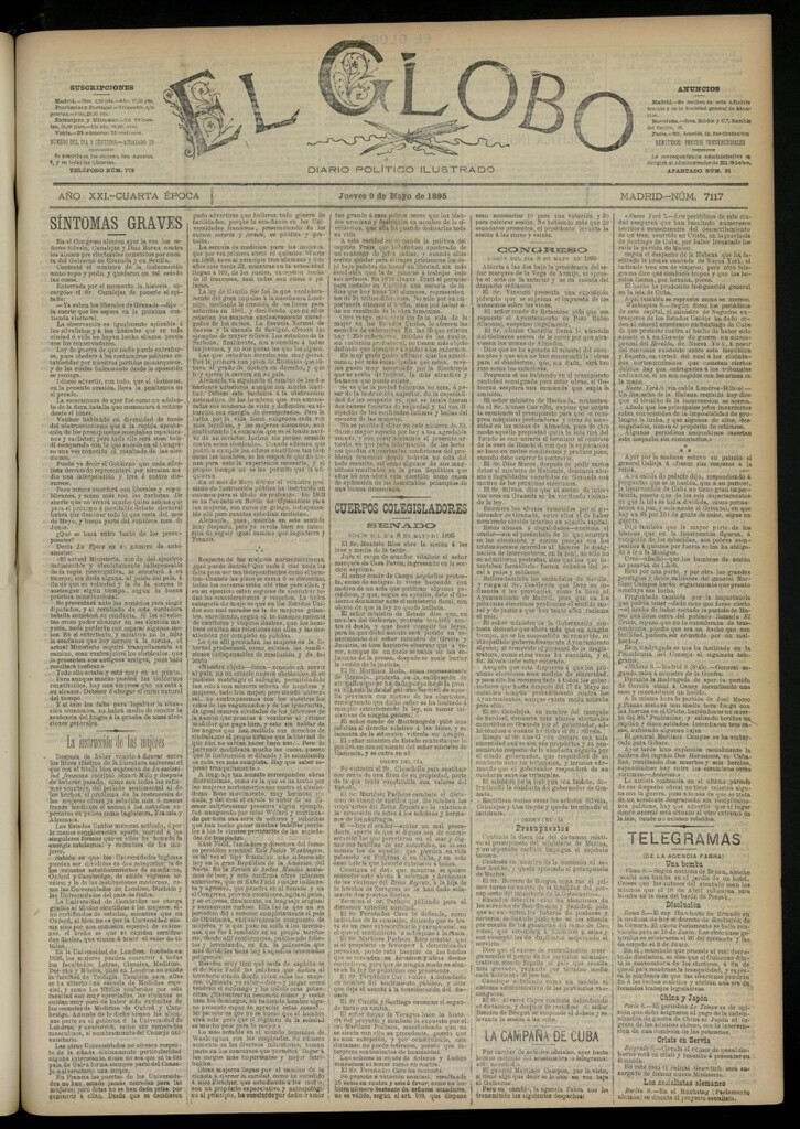 Miniatura de El Globo : diario ilustrado  del 9 de mayo de 1895, nº 7117