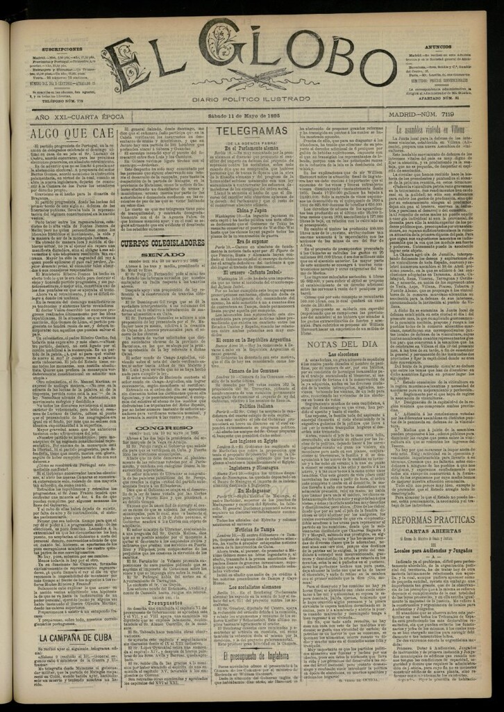Miniatura de El Globo : diario ilustrado  del 11 de mayo de 1895, nº 7119