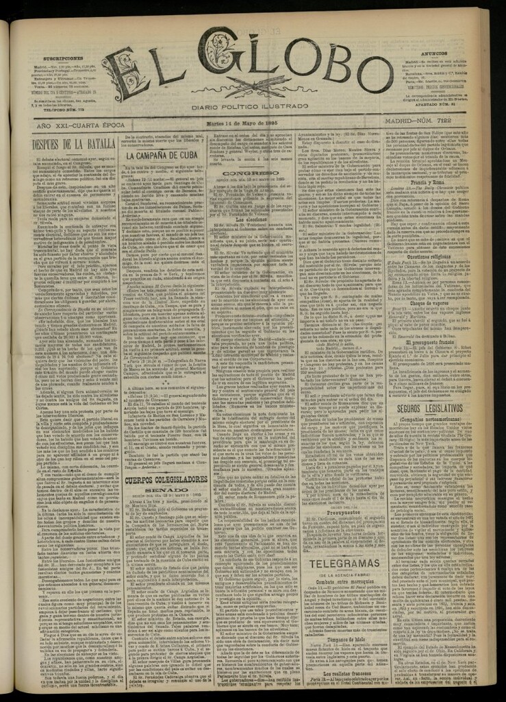 Miniatura de El Globo : diario ilustrado  del 14 de mayo de 1895, nº 7122