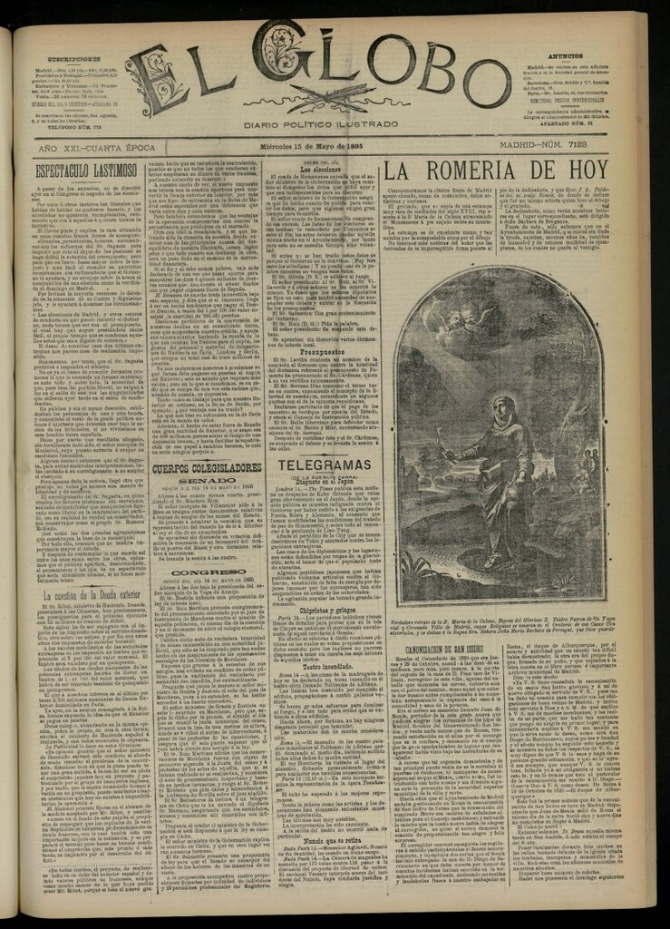 Miniatura de El Globo : diario ilustrado  del 15 de mayo de 1895, nº 7123