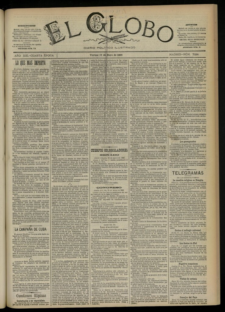 Miniatura de El Globo : diario ilustrado  del 17 de mayo de 1895, nº 7124