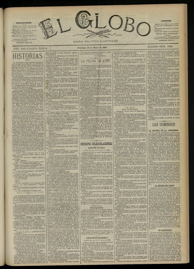 Miniatura de El Globo : diario ilustrado  del 19 de mayo de 1895, nº 7126