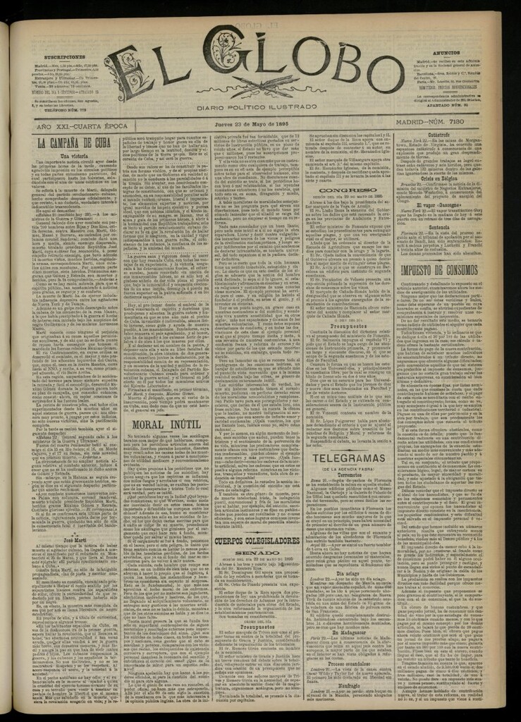 Miniatura de El Globo : diario ilustrado  del 23 de mayo de 1895, nº 7130
