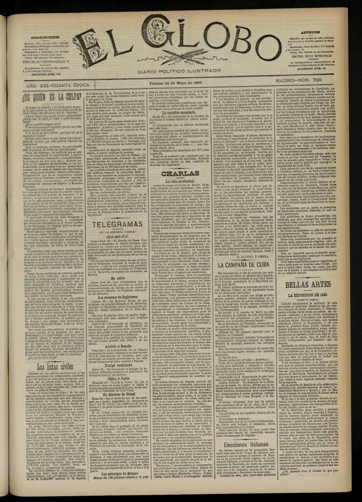 Miniatura de El Globo : diario ilustrado  del 24 de mayo de 1895, nº 7131