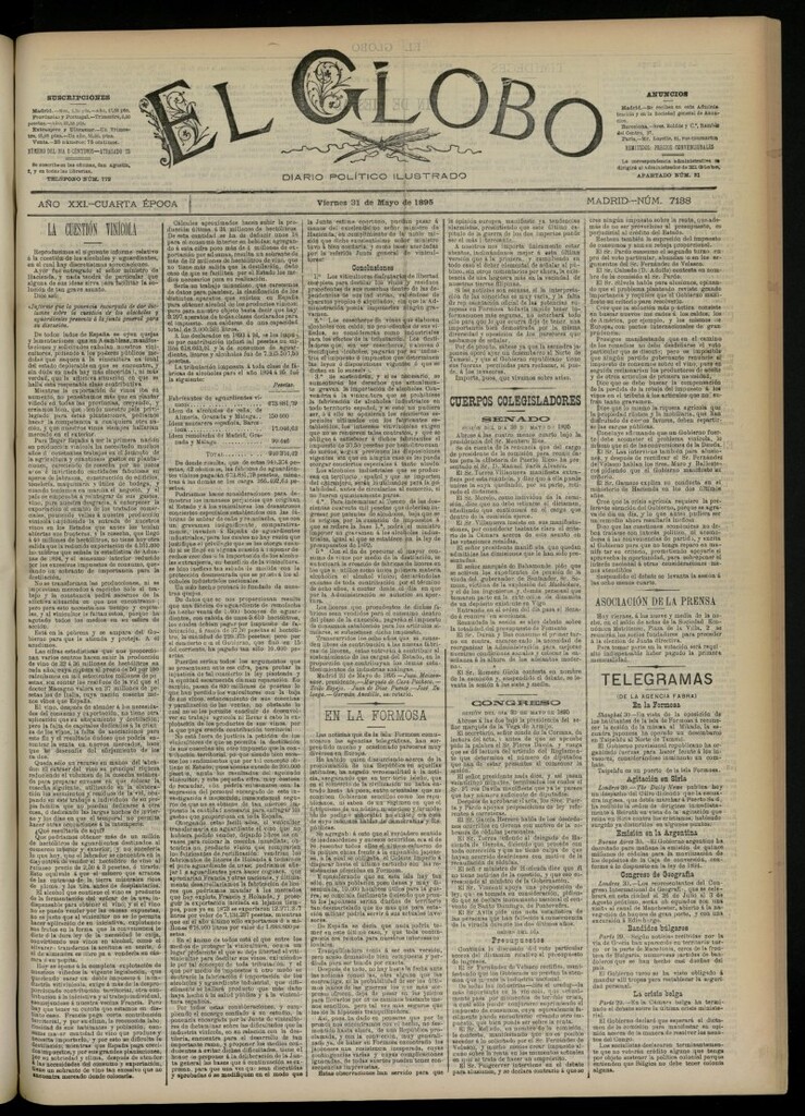 Miniatura de El Globo : diario ilustrado  del 31 de mayo de 1895, nº 7138