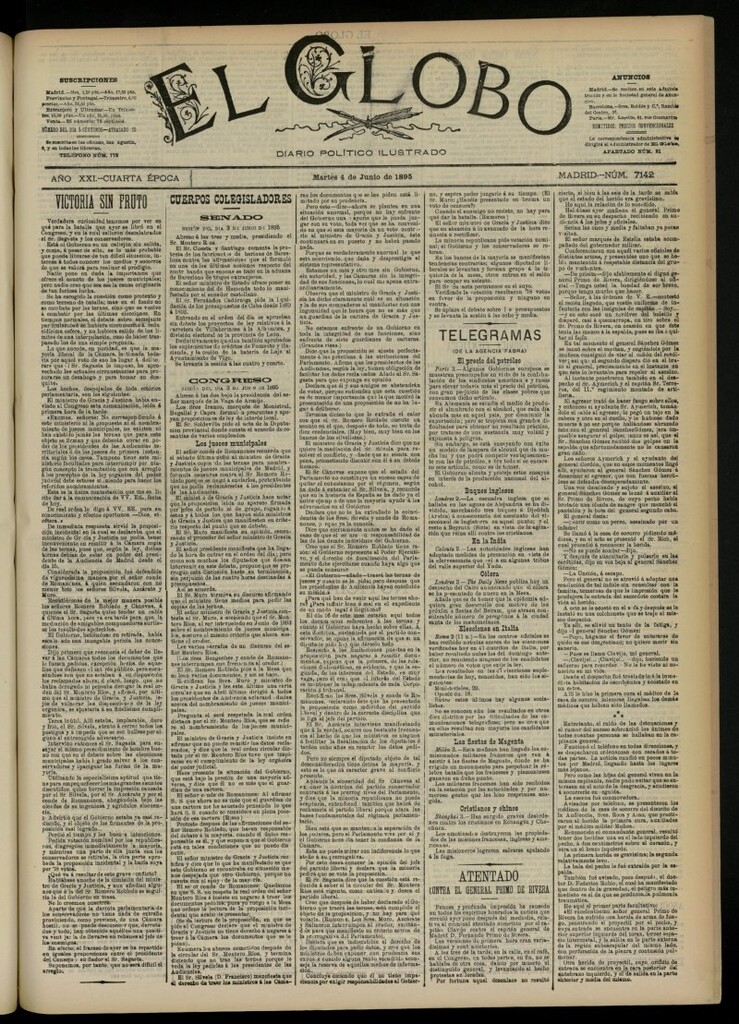 Miniatura de El Globo : diario ilustrado  del 4 de junio de 1895, nº 7142