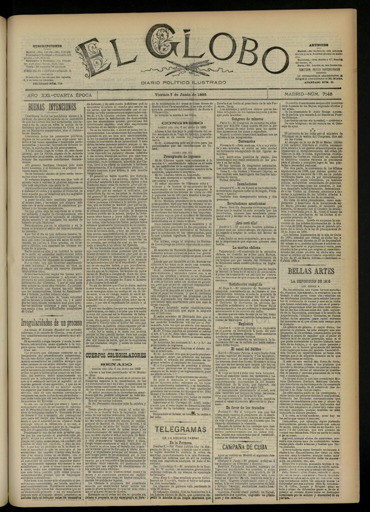 Miniatura de El Globo : diario ilustrado  del 7 de junio de 1895, nº 7145