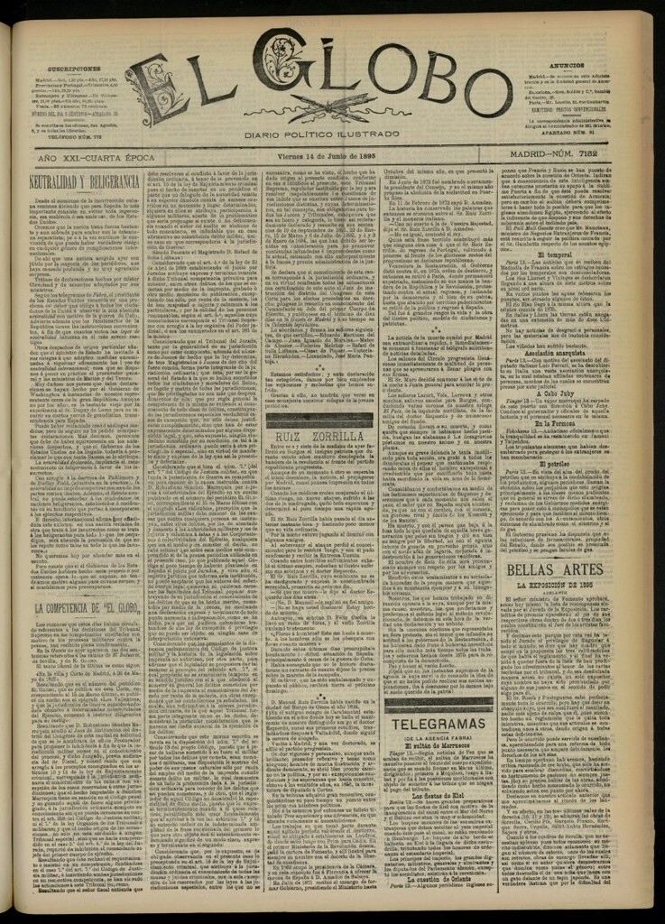 Miniatura de El Globo : diario ilustrado  del 14 de junio de 1895, nº 7152