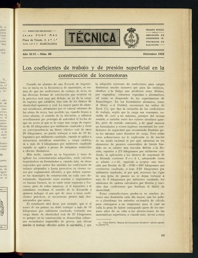 Miniatura de Revista Tecnológico Industrial de diciembre de 1923