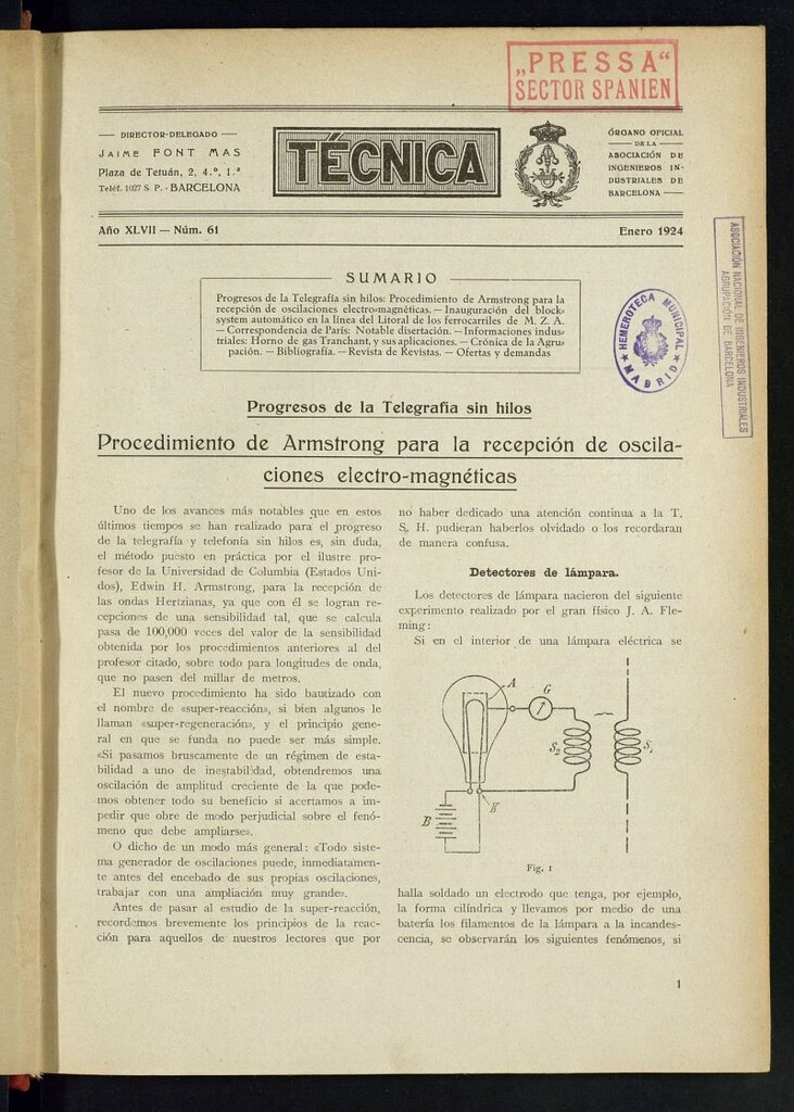Miniatura de Revista Tecnológico Industrial de enero de 1924