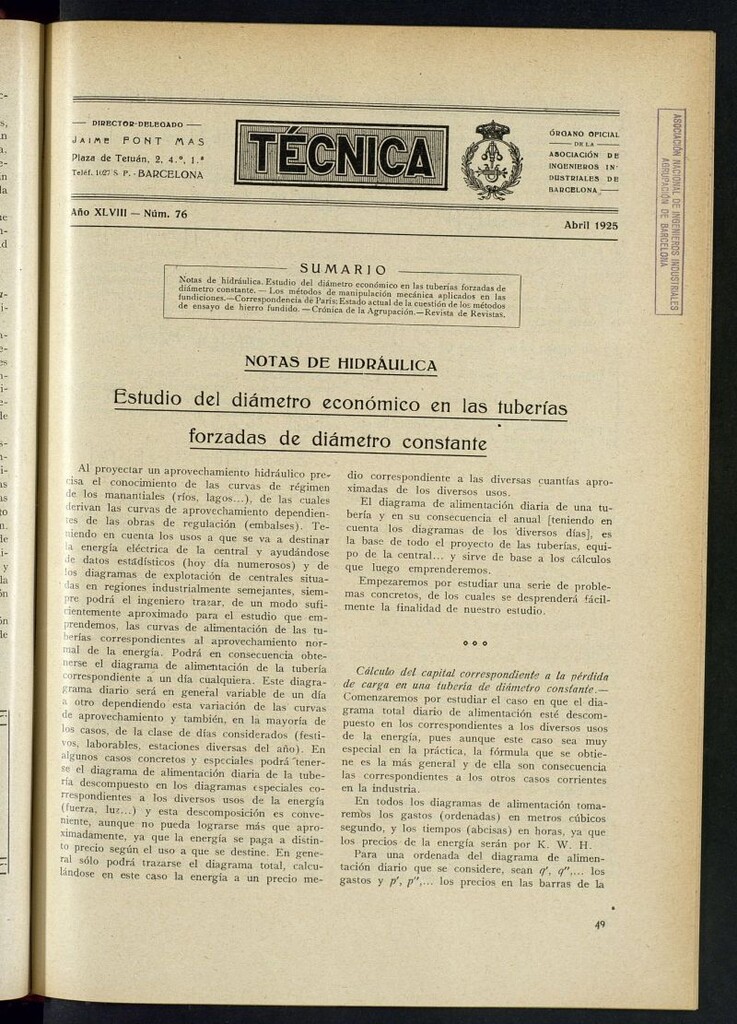 Miniatura de Revista Tecnológico Industrial de abril de 1925