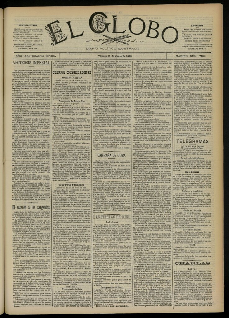 Miniatura de El Globo : diario ilustrado  del 21 de junio de 1895, nº 7159