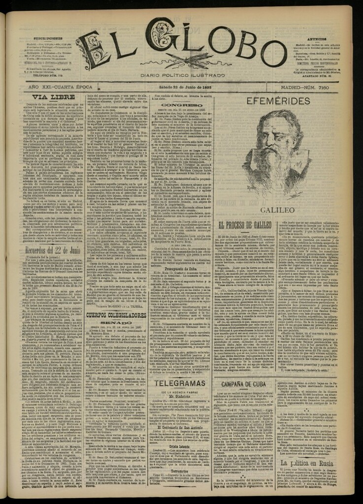 Miniatura de El Globo : diario ilustrado  del 22 de junio de 1895, nº 7160