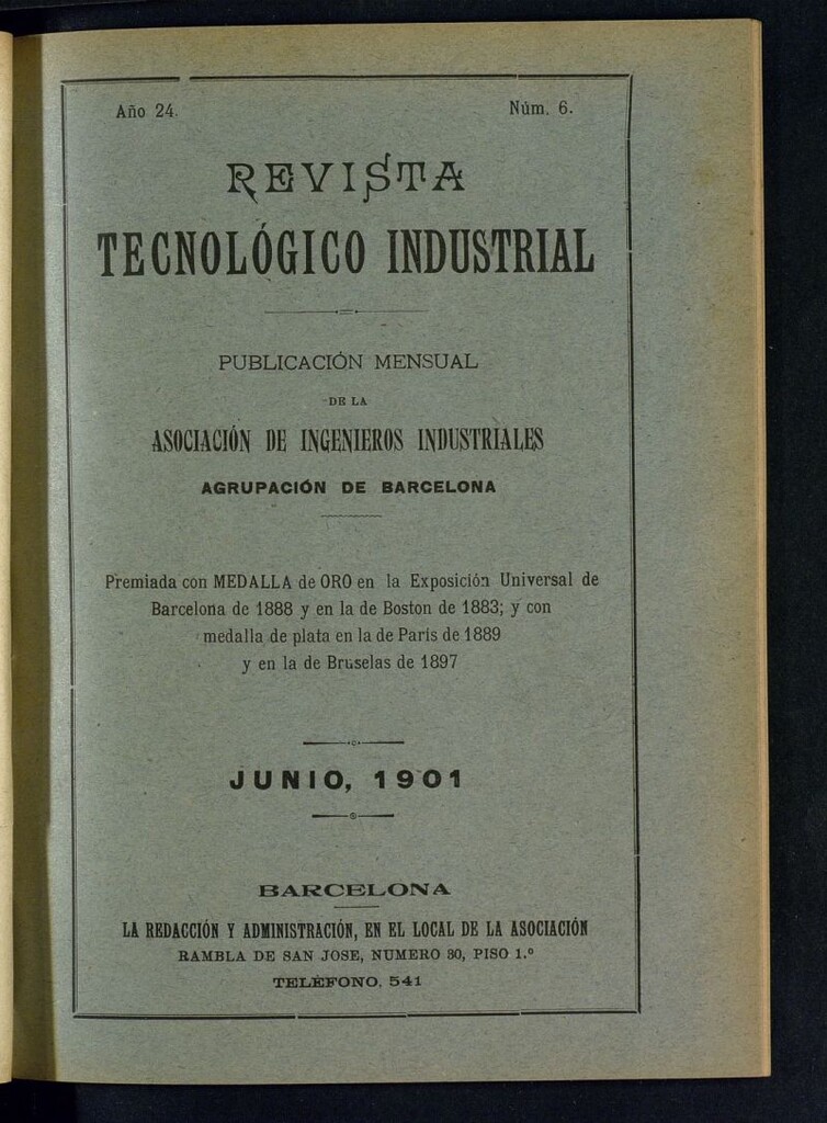 Miniatura de Revista Tecnológico Industrial de junio de 1901