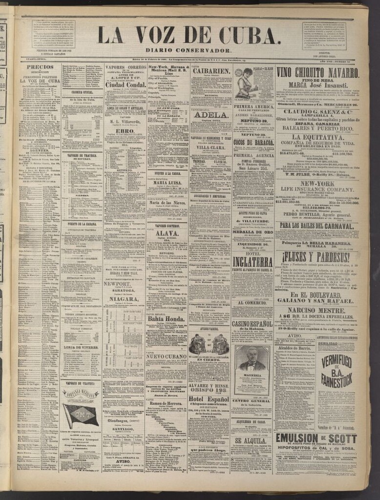 Miniatura de La Voz de Cuba: diario conservador del 10 de febrero de 1885