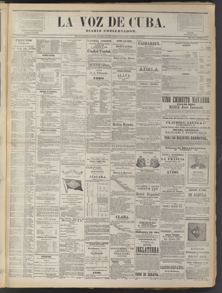 Miniatura de La Voz de Cuba: diario conservador del 11 de febrero de 1885