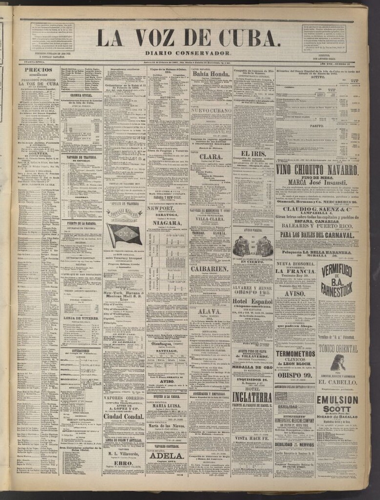 Miniatura de La Voz de Cuba: diario conservador del 12 de febrero de 1885