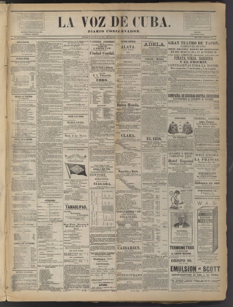 Miniatura de La Voz de Cuba: diario conservador del 15 de febrero de 1885