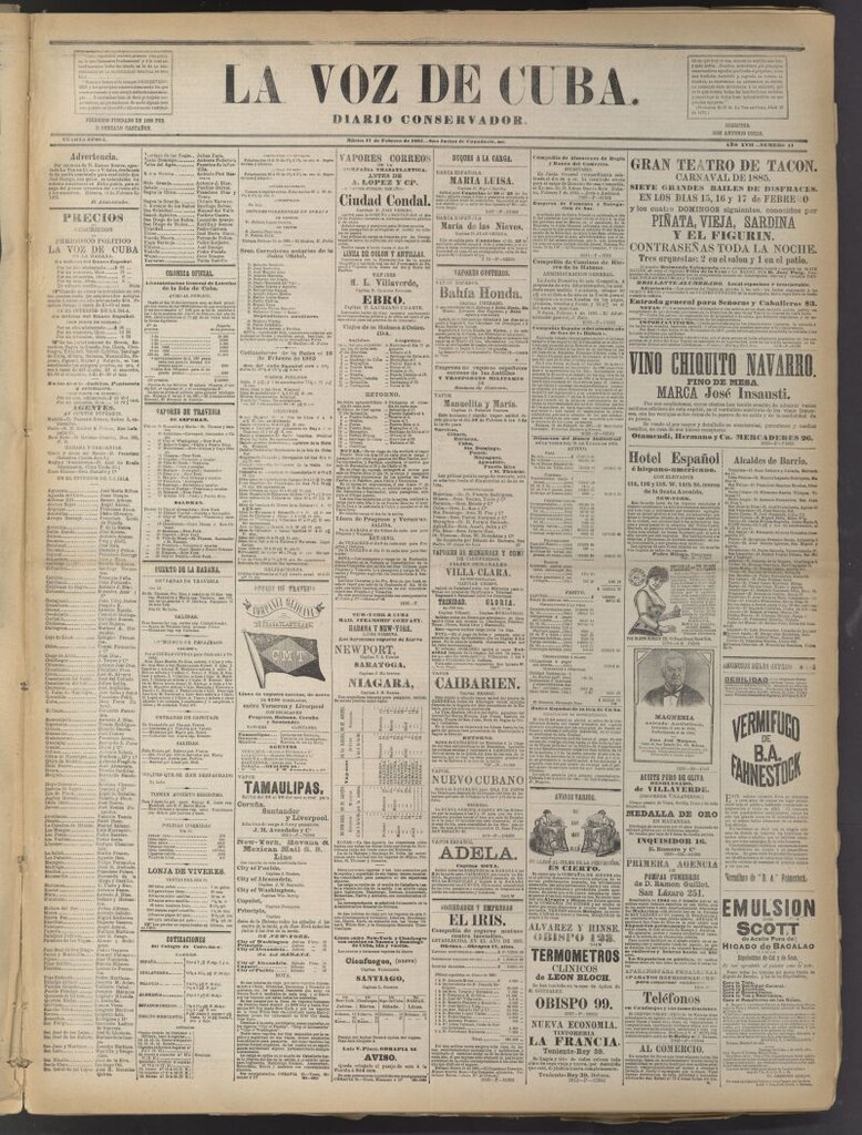 Miniatura de La Voz de Cuba: diario conservador del 17 de febrero de 1885