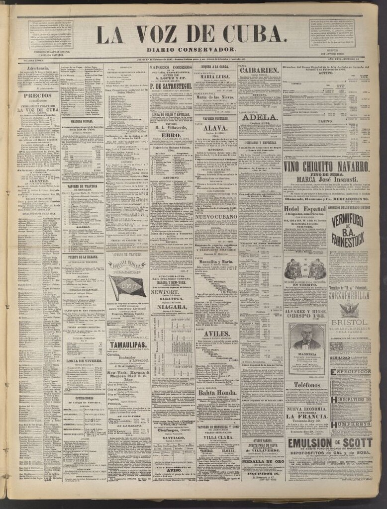 Miniatura de La Voz de Cuba: diario conservador del 19 de febrero de 1885