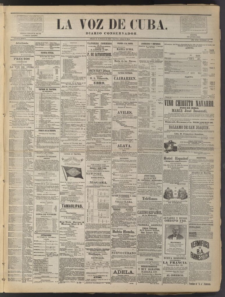 Miniatura de La Voz de Cuba: diario conservador del 21 de febrero de 1885