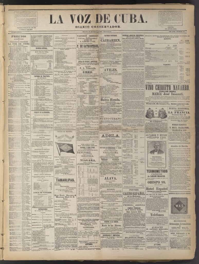 Miniatura de La Voz de Cuba: diario conservador del 25 de febrero de 1885