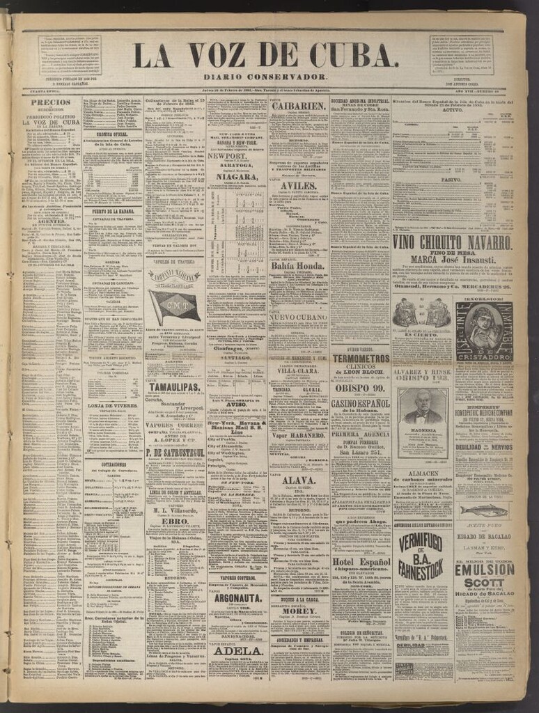 Miniatura de La Voz de Cuba: diario conservador del 26 de febrero de 1885