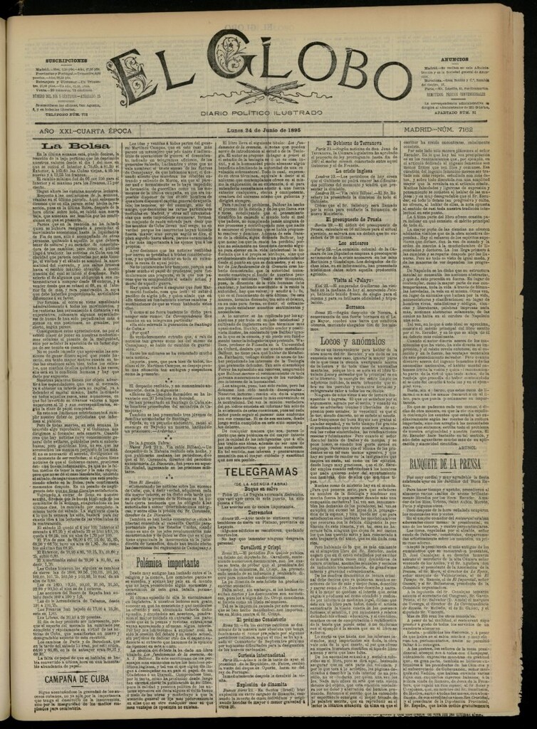 Miniatura de El Globo : diario ilustrado  del 24 de junio de 1895, nº 7162