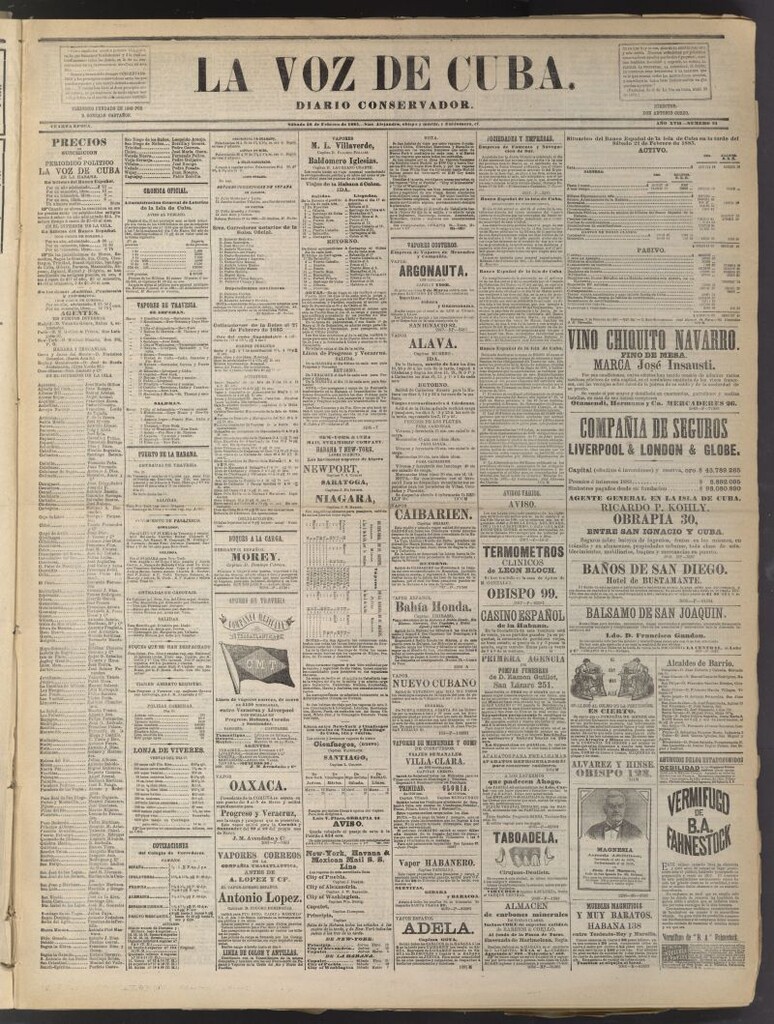 Miniatura de La Voz de Cuba: diario conservador del 28 de febrero de 1885